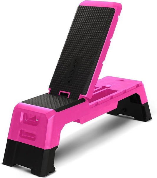 HolaHatha Compact Portable Aerobic Step Platform Exercise Fitness Equipment, Cardio Stepper with Adjustable Height for Home Gym