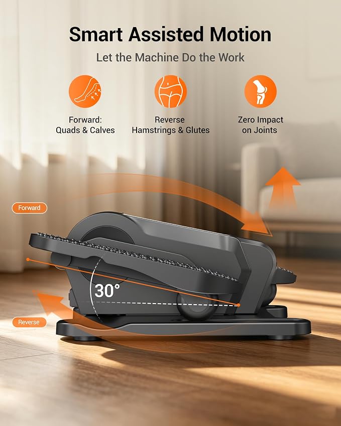 Under Desk Elliptical Machine Seated Pedal Exerciser | Quiet Leg Exerciser While Sitting, Mini Portable Leg Exercise Machine with Remote, Adjustable 12-Speeds, Manual & Auto Mode