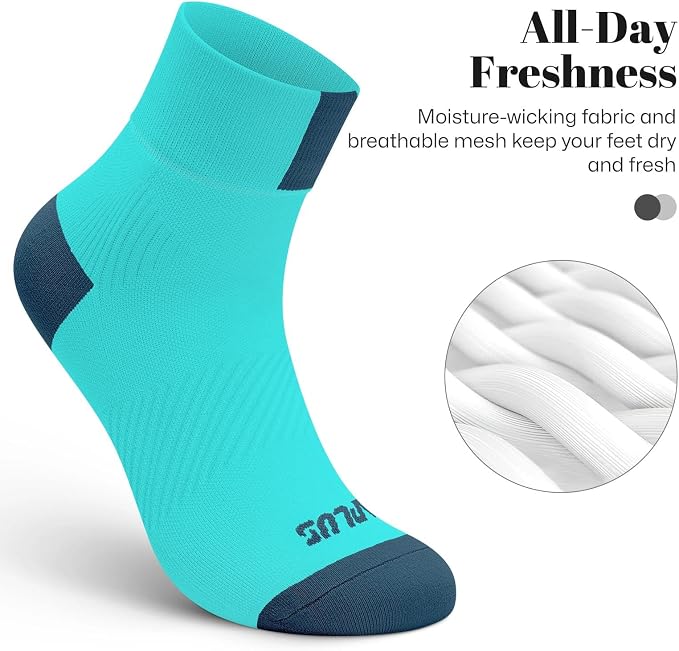Ankle Compression Socks for Women 6 Pairs, Running Socks with Arch Support | Moisture Wicking Cushioned Plantar Fasciitis Socks for Walking, Jogging, Climbing, Tennis, Golf, Fitness and Everyday Use