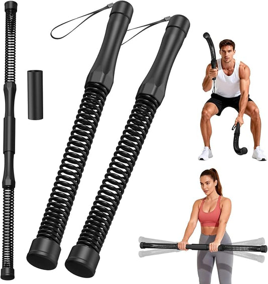 DERACY Pair of 2-in-1 Cordless Battle Ropes, Ropeless Battle Ropes for Home Gym, Portable Battle Rope, Home Workout Equipment for Men Women (Black)