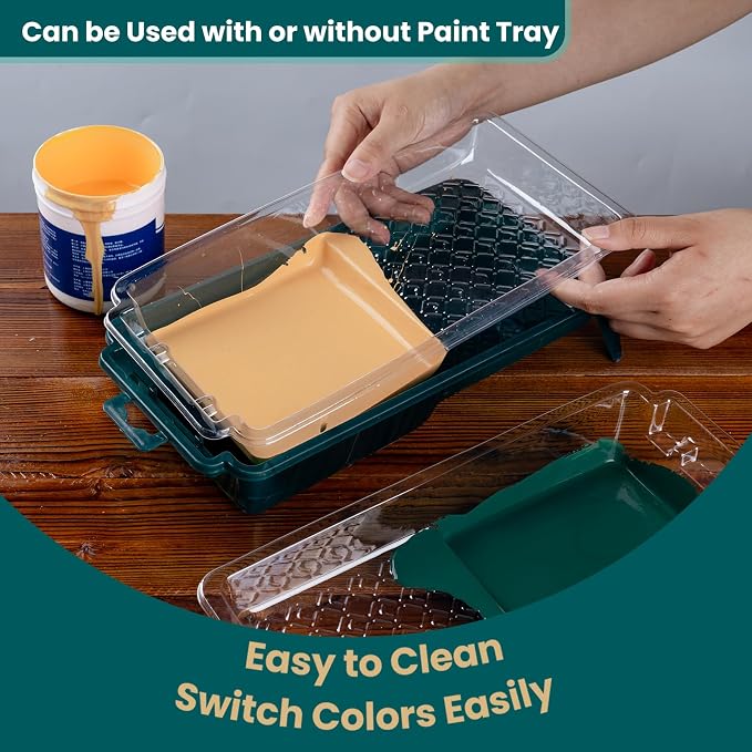 Paint Roller Kit, 14 Pack, 4 Inch Paint Roller with Tray Liners | Small Paint Roller, Mini Roller Frame, Microfiber Roller Covers for Painting Walls, Cabinets, Furniture and Ceilings