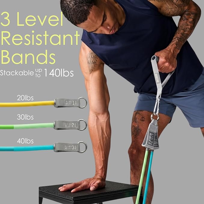EQYP Power Tube Resistance Bands with Handles – Multi-Pack Exercise Bands for Home Workouts