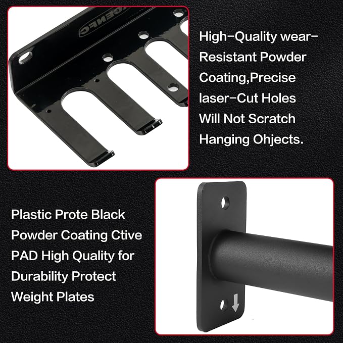 Wall-Mounted Strength Training Plate Storage Rack – Heavy Duty 2” Weight Plate Holder with Foam Padding, Bumper Plate Storage for Home Gym, Garage, and Power Rack.The outer surface of 1-pack and 2-pack products is bright color.4 Pack,6 Pack and 8 Pack ...