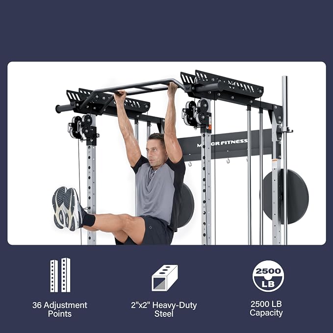 Major Fitness Drone MAX Power Rack with Weight Stacks, All-in-One Home Gym — 2500LB Capacity, Dual LAT Pull-Down & Cable Crossover, Heavy-Duty Full-Body Workout Power Cage
