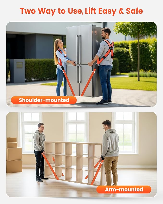 Ytonet Moving Straps for Lifting, 2-Person System Furniture Moving Straps | X-Shaped Back Support, Furniture Shoulder Lifting Straps for Moving Appliance Mattresses, Move Heavy Objects Up to 800lbs