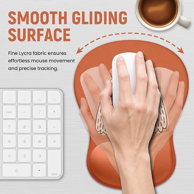 Ergonomic Mouse Pad with Wrist Rest, Gel Wrist Support, Brown Puppy | 10.2 x 7.6 in Mouse Pad with Smooth Fabric Surface and Non-Slip Rubber Base for Office, Home, Study, and Gaming