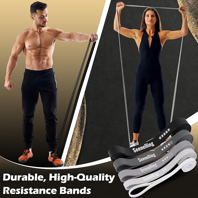 Seenelling Resistance Bands for Exercise Working Out, Pull-Up Assistance Full-Body Training Bands for Women Men Home Workouts, Physical Strength Training