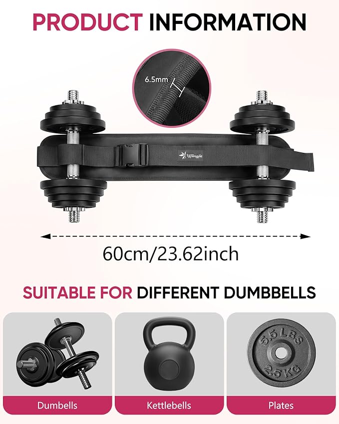 Hip Thrust Belt, Leather Dumbbell Booty Workout Belt | Adjustable non-slip booty belt for hip thrusts, fits dumbbells kettlebells plates, home gym exercise equipment