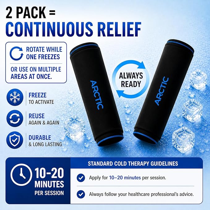 2 Pack | Premium Elbow Ice Pack Wrap & Knee Ice Pack Wrap - Reusable Gel Ice Sleeves, Leg Ice Compress, Arm Ice Sleeve, Elbow Ice Compression Wrap - Cold and Heat Therapy for Injuries