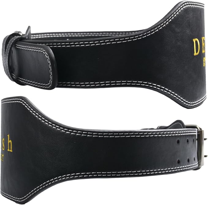 Leather Weightlifting Belt, 10 Adjustable Holes, 4”Width, Double Prong Power Belt for Gym Bodybuilding, weightlifting, powerlifting, squats and deadlifts