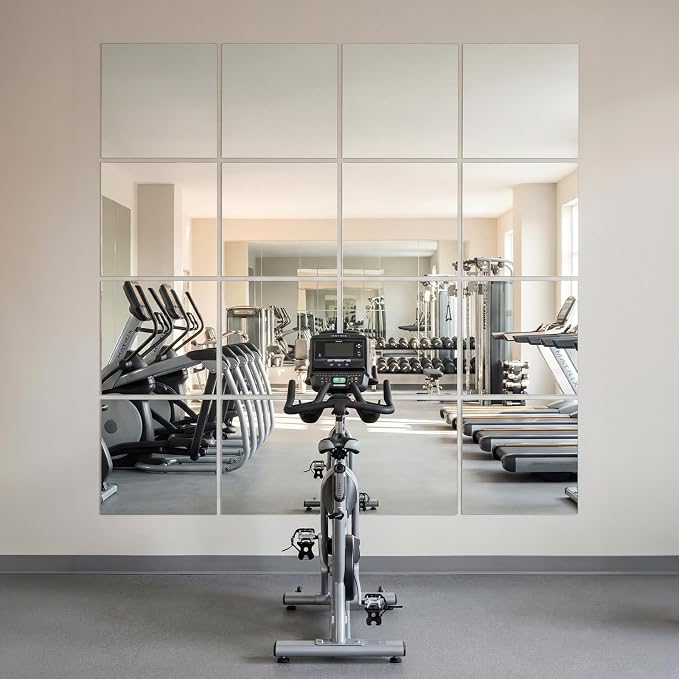 DUMOS 4 Pack Wall Mirror Tiles, Hallway Wall Mounted Mirror 16"x12" HD Glass Sheets, Square Mirrors for Walls, Full Length Mirrors Tiles for Home Gym, Bedroom, Door