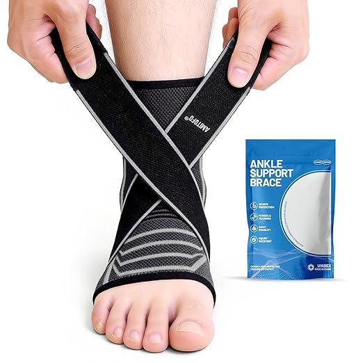 Ankle Brace Plantar Fasciitis Relief, Adjustable Strap Men Women | Achilles Tendonitis & Compression Wrap, Breathable Nylon, Sports & Daily Recovery Support