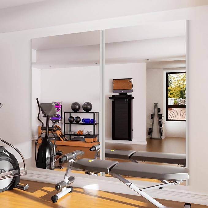 Unbreakable Glassless Gym Mirror Ultra Light Shatterproof Wall Mounted Large Mirror for Gym Dance Studio and Bedroom,0.04mm Nano Film, 32" x 48" Chrome