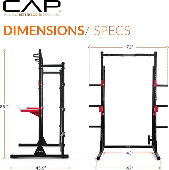 CAP Barbell Power Rack with Pull Up Bar & Attachments - Multiple Colors