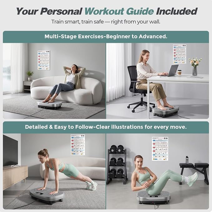 Vibration Plate Exercise Machine with Smart APP, 199 Levels Whole Body Vibrating Platform with 68 Video Courses, Lymphatic Drainage Weight Loss Shaker Plate, with Bluetooth, Remote, 5 Resistance Bands