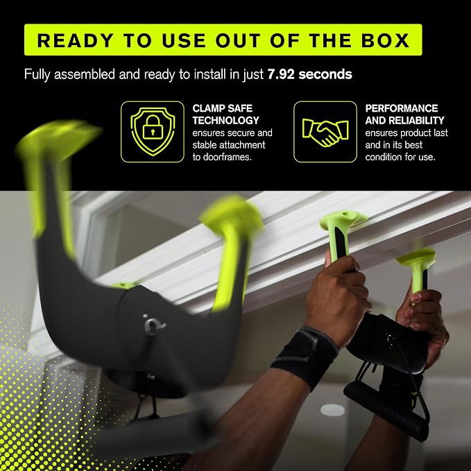 Duonamic Eleviia Portable Doorway Pull Up Bar, No Install, Home & Travel | Comes Fully Assembled, Ready in Under 8 Seconds, Aerospace Composite Build, Lightweight at 3.5 lb, Non Marking Coating
