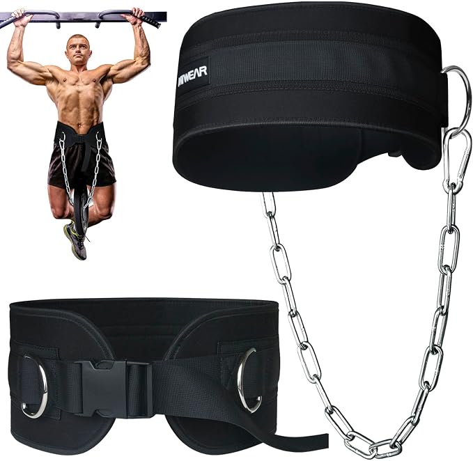 Dip Belt for Weightlifting, Weight Belt with Chain for Pullup, Weight Lifting Belt,Lifting Belt,Powerlifting Gym Belt for Pull Up, Squats, Powerlifting & Deadlift,Dip Belt,Capacity Up to 440 LBS,Waist Adjustable,Deadlifts & Added Weight Training