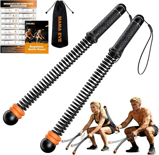 Ropeless Battle Ropes, Heavy Duty Portable Cordless Battle Ropes for Home Gym Adjustable Weights, Workout Exercise Rope for Strength Building, HIIT and Low-Impact Aerobic Training for Men & Women