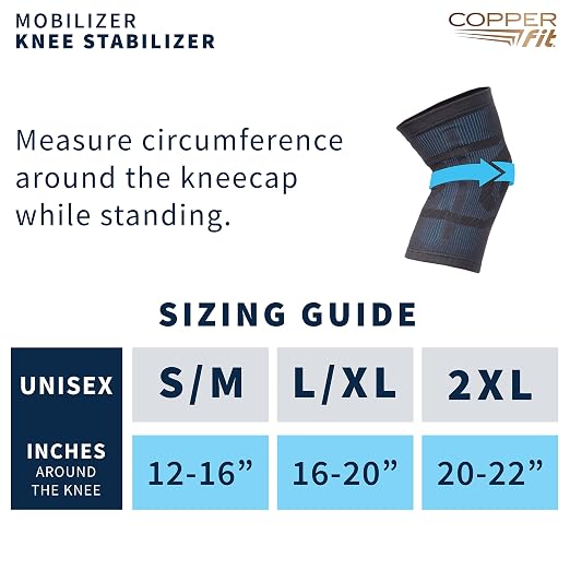 Copper Fit Mobilizer Knee Sleeve - L/XL | Knee brace with stabilizers for arthritis support, tendonitis relief, compression, mobility, and recovery.
