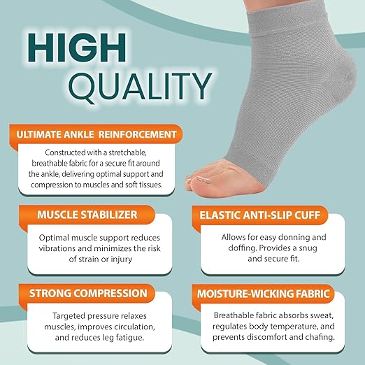 PhysFlex Ankle Brace Support - Ankle Compression Sleeve - Foot Brace for Women & Men - Tendonitis & Arthritis Ankle Brace Sports Running, Plantar Fasciitis Relief & Stabilizing Ankle Wrap