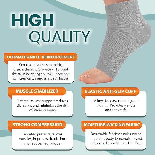 PhysFlex Ankle Brace Support - Ankle Compression Sleeve - Foot Brace for Women & Men - Tendonitis & Arthritis Ankle Brace Sports Running, Plantar Fasciitis Relief & Stabilizing Ankle Wrap