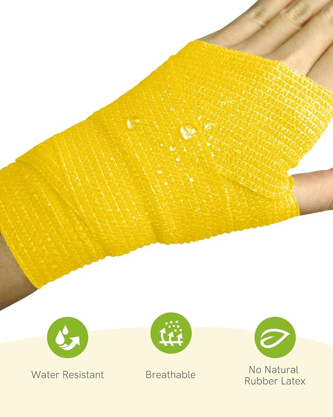 FriCARE Self Adhesive Bandage Wrap, Medical Tape in First Aid Kit, Fresh | Elastic Cohesive Bandages for Sports/Vet/Wrist Ankle Wounds, 2 Inches X 5 Yards, Latex-free 6 Rolls