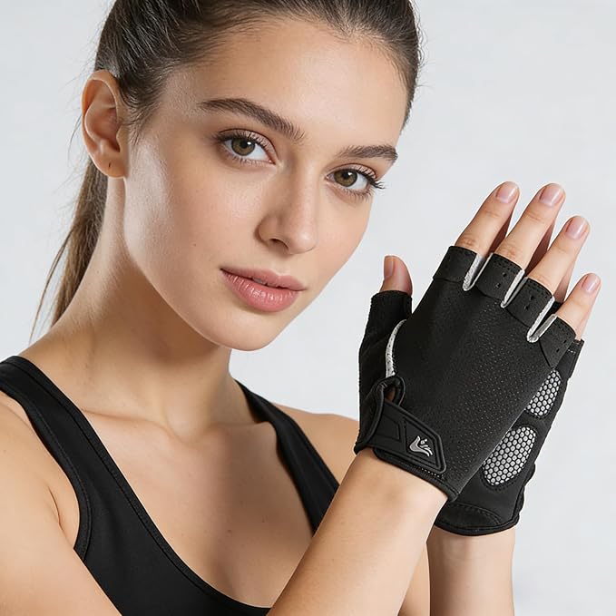 Mealah Fingerless Workout Gloves for Women Men - Anti-Slip Shock-Absorbing Glove for Fitness Cycling Outdoor Sports