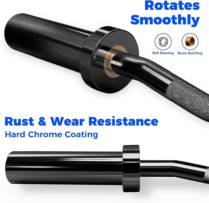 RitFit 2 Inch EZ Curl Bar Olympic Barbell with Weight Plates & Collar | 4FT EZ Curl Bar with 35LB Weight Plates, Collars for Bicep, Tricep Workout, Weightlifting, 350LBS Weight Capacity