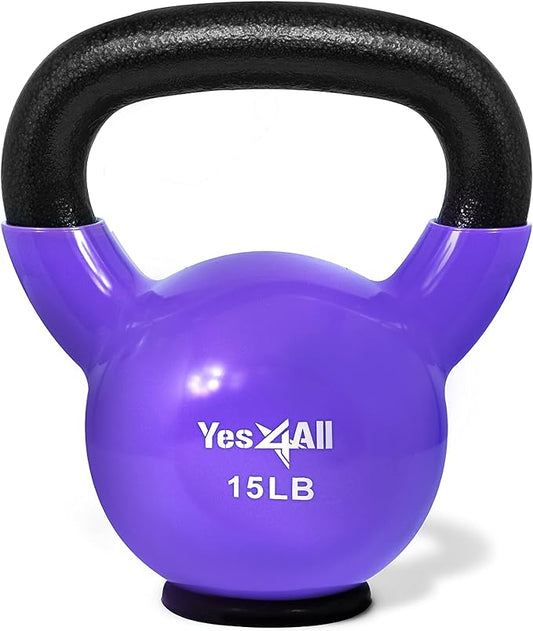 Yes4All Kettlebells Rubber Base, Kettlebell Set for Women, Strength Training Kettlebells Weights (10-65 lbs)