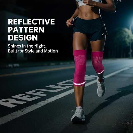 CAMBIVO Knee Brace for Women and Men (2 Pack), Ultra-Thin Lightweight Knee Compression Sleeve (Hot Pink, Large)