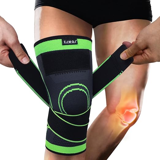 Knee Brace with Straps for Women/Men, Knee Compression Sleeve for Knee Pain, Arthritis, ACL, PCL, Meniscus Tear, Joint Pain Relief. Knee Support for Running, Workout, 1 pcs (Green,S/M)