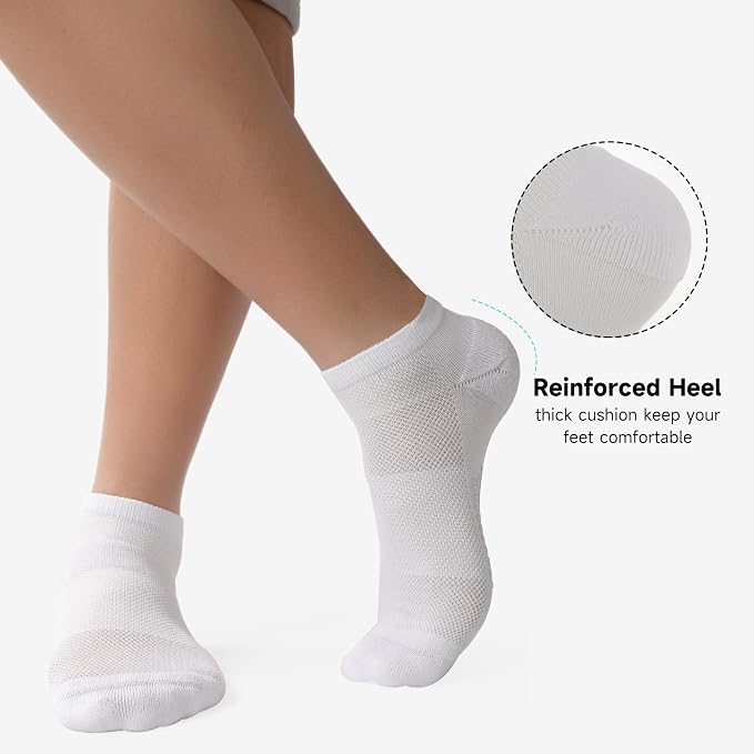 BAMBOO COOL Men's Athletic Ankle Socks Moisture Wicking, Anti-Odor Breathable Running Mesh Socks Arch Support, 8 Pack