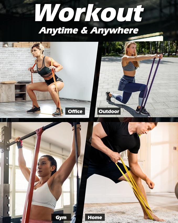 Zacro Resistance Bands Set with Door Anchor, Heavy Duty Pull Up Exercise Bands for Working Out, Muscle Power Strength Training, Physical Therapy, Home Fitness Gym Equipment for Men & Women