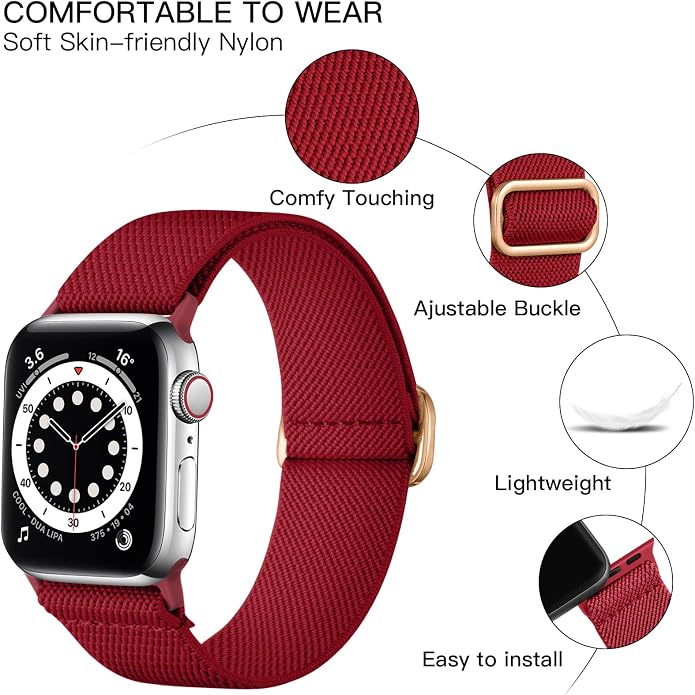 Lerobo Braided Band Compatible with Apple Watch Series 11 10 9 8 7 46mm 45mm 41mm Ultra SE 3 2 1 49mm Series 6 5 4 3 44mm 40mm 38mm 42mm Men iWatch Bands Women Stretchy Nylon Solo Loop Sport Strap