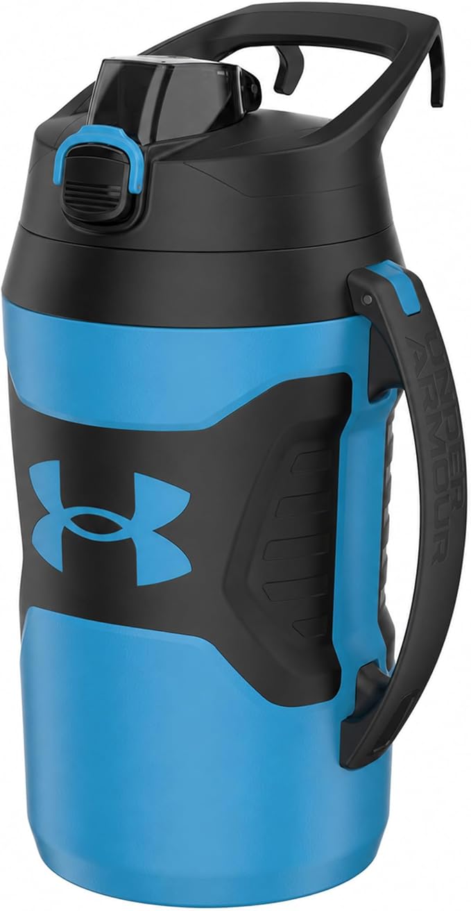Under Armour Insulated Water Bottle with Handle & Fence Hook, Half Gallon Sports Water Jug, Leak-Resistant & BPA-Free for Baseball, Football & Gym - Ether Blue/Ether Blue, 64oz