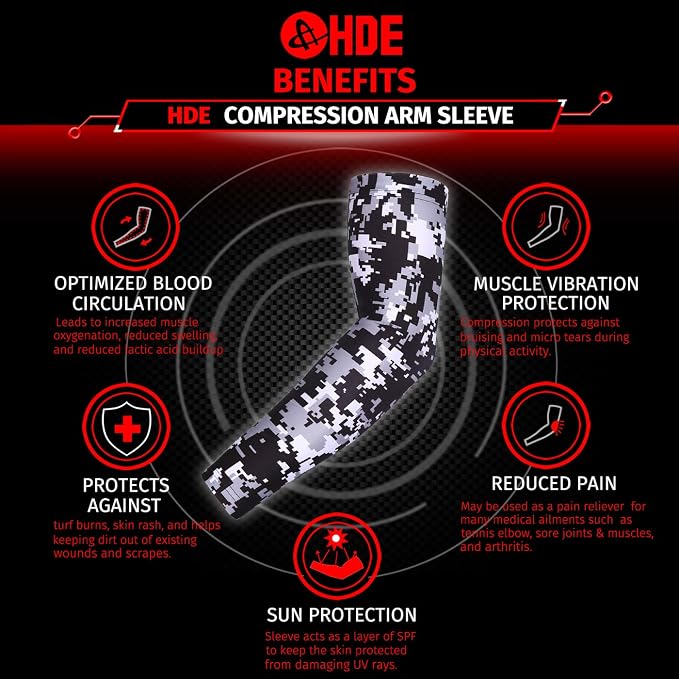 HDE Arm Compression Sleeves for Kids Basketball Shooting Sleeve Youth Sports Cooling Sun Protection Football Baseball 1 Pair