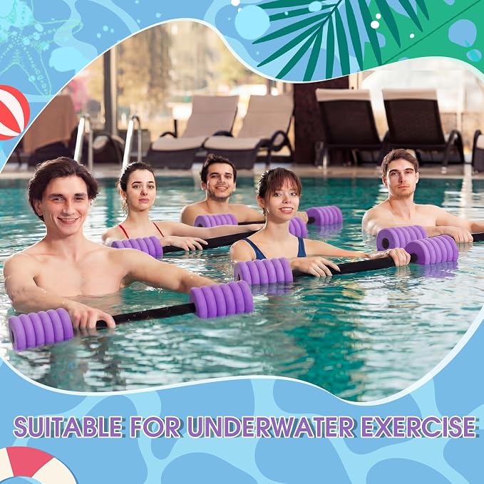 Soulchen Long Aquatic Exercise Dumbbells Pool Exercise Foam Water Weights Dumbbell Aquatic Pool Barbells with High Density EVA Foam for Swim Water Aerobics Workouts Loss