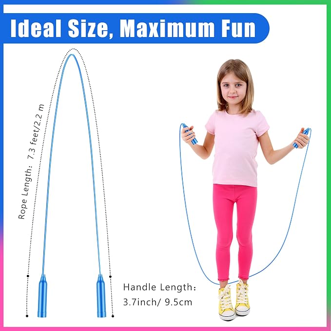 Aodaer Jump Rope Set, Colorful Outdoor Jump Ropes, 7.3 Feet Adjustable Skipping Rope for Outdoor Fun Activity Sport Party Favor