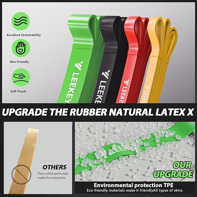 LEEKEY Pull Up Assistance Bands,Muit Levels Resistance Bands for Senior/Adults,Exercise Bands with Door Anchor, Strength Bands for Fitness Training, Physical Therapy,Home Gym Workouts