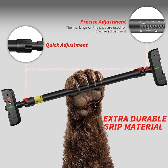 Pull Up Bar for Doorway, Door Frame Chin Up Bar No Screws, 440lbs Capacity | Adjustable 72-95 cm (28.3"-37.4") Chin Up Bar, Dual Gear Lock, Level Meter, Anti-Slip PVC Pads for Home Gym Strength Training