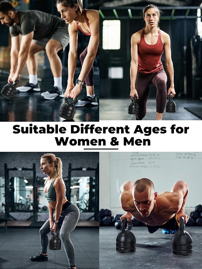 TopMade Adjustable Kettlebell Weights Set Cast Iron Exercise Fitness Kettle Ball Grip 5, 8, 9,12lb Free Weight Men Women Kettlebells for Home Gym Workout Ballistic, Core,Strength Training