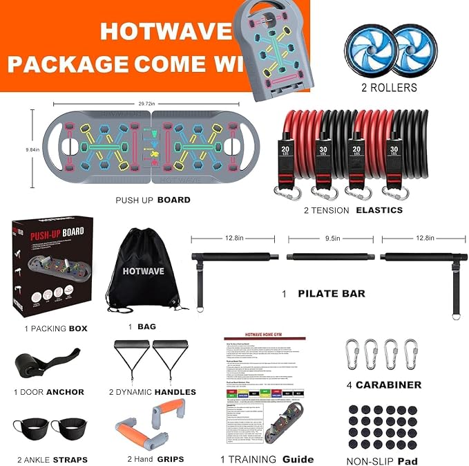 HOTWAVE Push Up Board, Portable PushUp Board, Foldable 20 in 1 Push Up Bar | Multifunctional Pushup Handles for Floor, Professional Strength Training Equipment For Men and Women at Home Gym