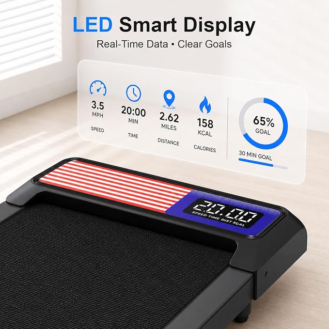 Walking Treadmill Pad with 0-8% Incline,2.5HP Walking Treadmill Mat for Home & Office,Portable Treadmill with Handle Bar