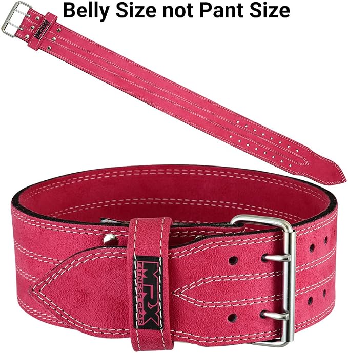 MRX Powerlifting Leather Belt 4" Wide 10mm Thickness Training Fitness Back Support Bodybuilding Belts with Steel 2 Prong Buckle