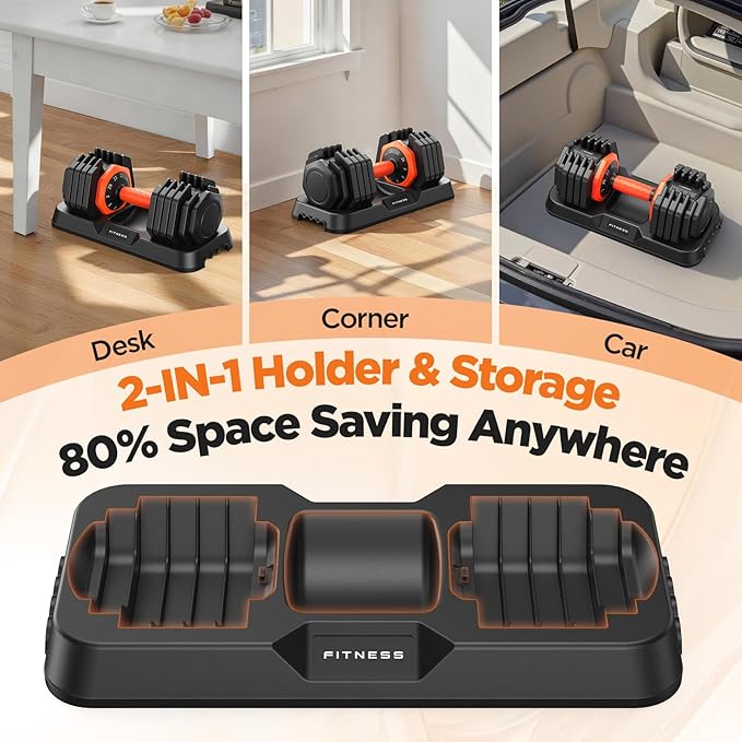 2026 FDB2 Updated Adjustable Dumbbell Set of 2, 5-in-1/10-in-1 Weights Dumbbell Set with Storage Box, 25lbs/55lbs Adjustable Weights with Anti-slip Silicone Grip, Weight Set For Home Gym Suit both Men and Women