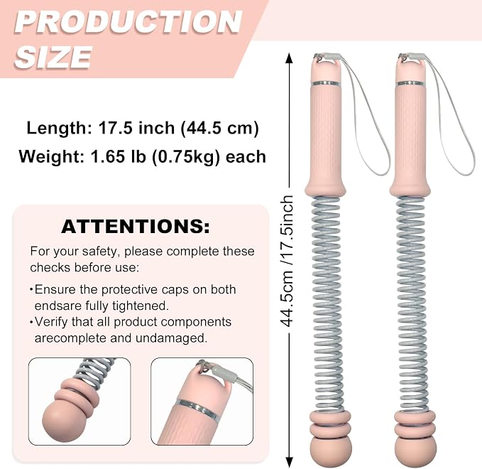 Adjustable Ropeless Battle Ropes for Home Gym, Heavy Duty Cordless Battle Rope 2-Pack with Non-Slip Spiral Handles, Weighted Ropeless Battle Ropes for Strength Training, HIIT Workout for Women & Men