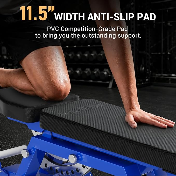 Keppi Fitness Bench6000 Weight Bench, Commercial Grade FID Workout Bench | 2200lb Flat Capacity, 11 Back&8 Seat Specialized Angles for Serious Lifters, 97lb Frame Weight with above 1 Gauge Support