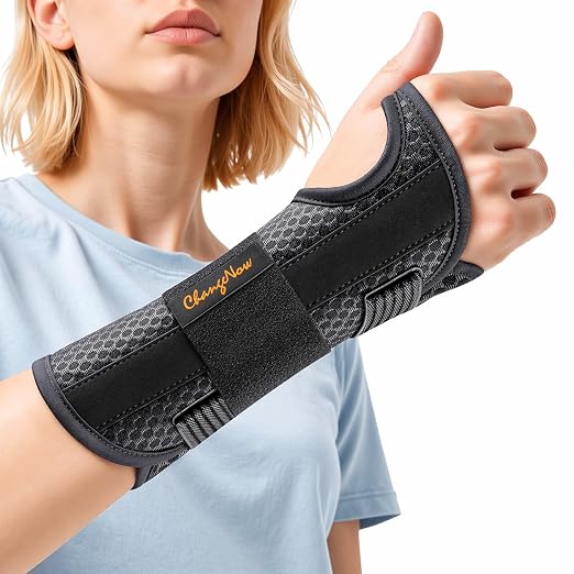 3-Splint Carpal Tunnel Wrist Brace Night Support, Right Hand Pain Relief | Adjustable Hand Brace for Tendonitis, Arthritis, Sprains & Strains, Wrist Support for Women & Men, Black, S/M