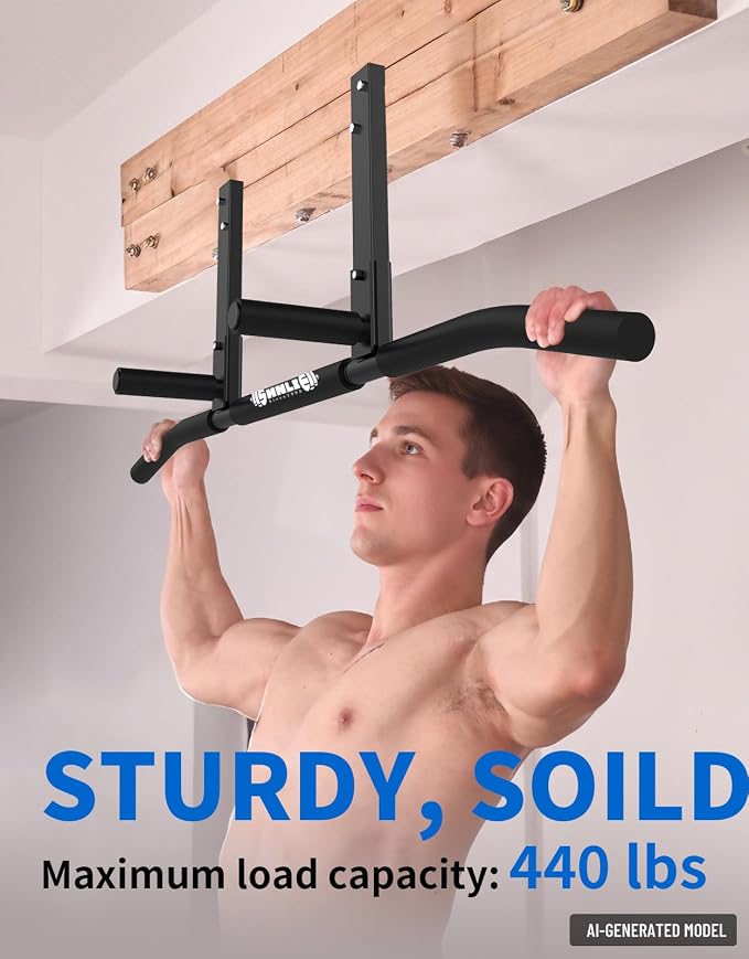 Joist Mounted Pull Up Bar, Ceiling Mount Chin Up Bar for Home Gym, Beam, Rafter, Easy installation, 42" Wide Bar