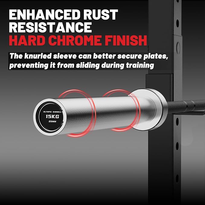 PAPABABE 4ft/5ft/6ft/6.5ft Barbell 2" Short Barbell for Strength Training | 4ft/5ft/6ft/6.5ft Straight Barbell, Womens Olympic Bar with Moderate Knurling for Squats Curls Deadlifts, Weightlifting
